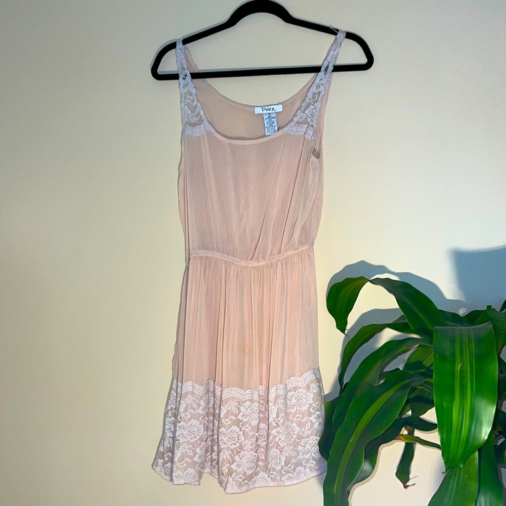 Pinky medium sheer sundress with lace detail